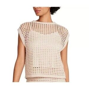 NWT Steve Madden Ladies Crochet Top Size S Beige